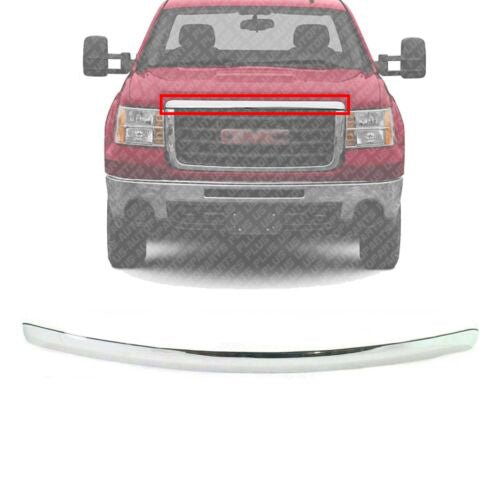 Front Hood Molding Trim With Chrome For 2007 - 2013 GMC Sierra 1500 2500 HD 3500 - US AUTO PARTS PLUS