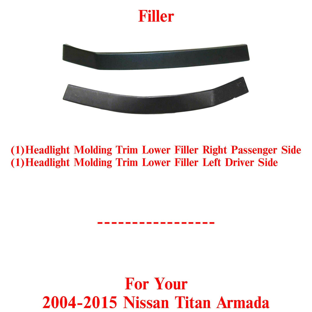 Headlight Molding Trim Fillers For 2004 - 2015 Nissan Titan Armada - US AUTO PARTS PLUS