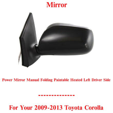 Load image into Gallery viewer, Left Side Power Mirror Manual Flding Paintable Heated For 2009 - 13 Toyota Corolla - US AUTO PARTS PLUS