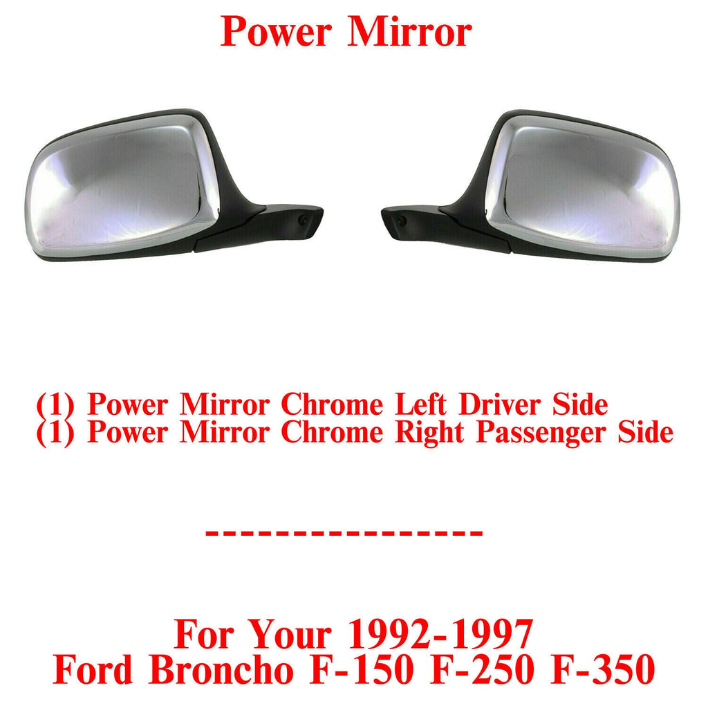 Power Mirrors Manual Foldg Chrome LH & RH Side For 92 - 97 Ford Bronco F - 150 F350 - US AUTO PARTS PLUS