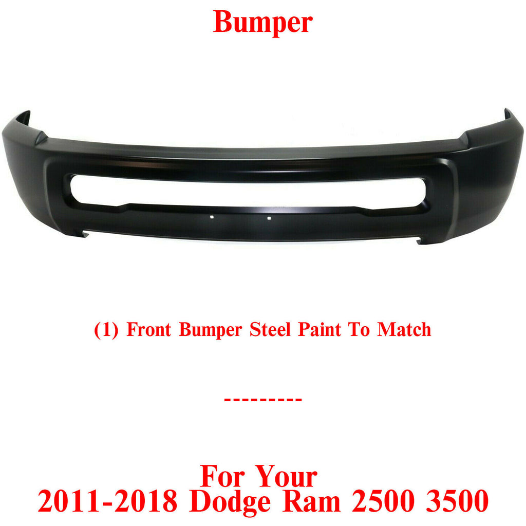 Front Bumper Face Bar Paint to Match Primed Steel For 2011-2018 Ram 2500 3500