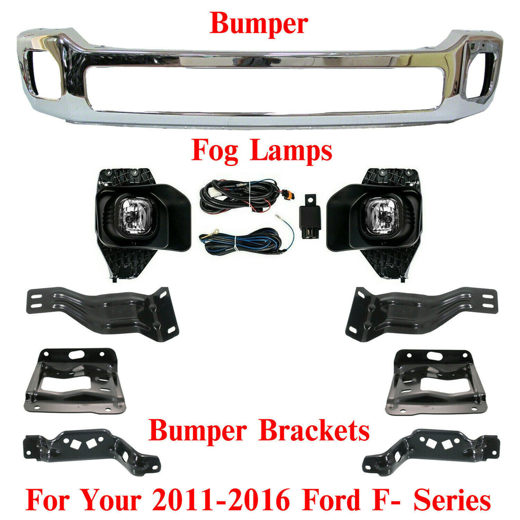 Front Bumper Chrome Kit For 2011-2016 Ford F-Series Super Duty