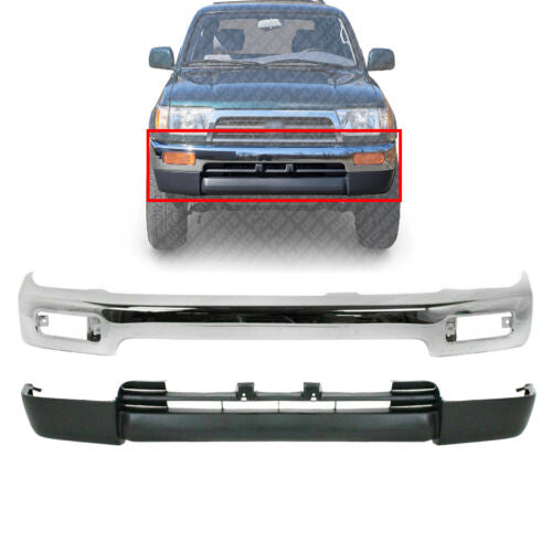 Front Bumper Chrome Steel + Valance Textured For 1996-98 Toyota 4Runner Limited