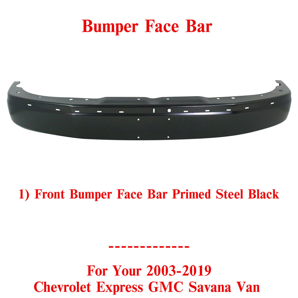 Front Bumper Face Bar Primed For 03-19 Chevy Express & GMC Savana 1500 2500 3500