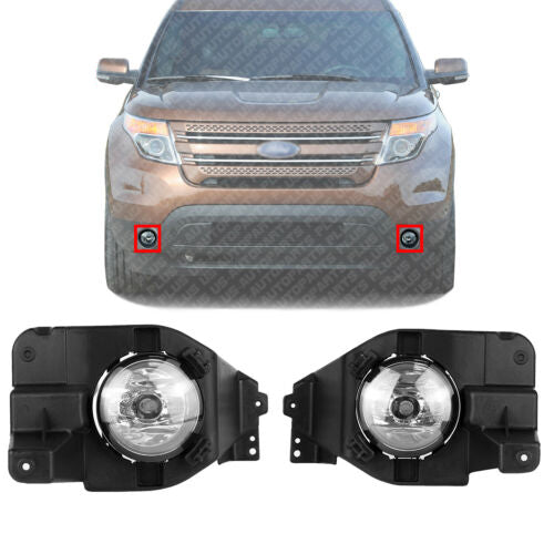 Fog Light Brackets With Bulbs Left & Right Side For 2011-2015 Ford Explorer