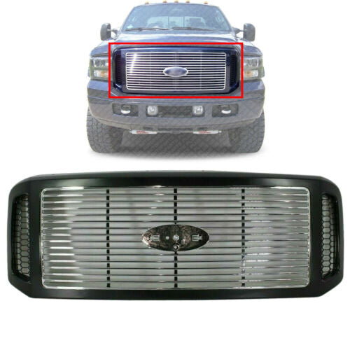 Grille Assembly Primed Shell w/Chrome Insert 2005-07 Ford F-250 Harley-Davidson
