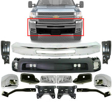 Load image into Gallery viewer, Front Bumper Chrome Kit With Brackets For 2007-2010 Silverado 2500HD 3500HD