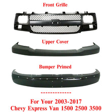 Load image into Gallery viewer, Front Bumper Primed + Upper Cover Textured + Grille For 03-17 Chevy Express Van