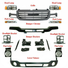 Load image into Gallery viewer, Front Bumper Primed w/ Brackets Kit + Grille+ Fog For 03-06 GMC Sierra 1500 2500