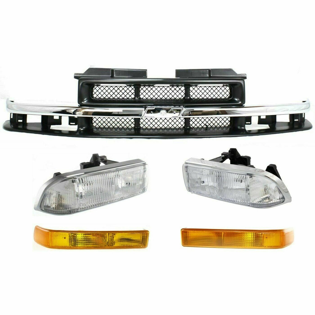 Grille Assembly Kit Headlights + Grille + Signal Lamps For 1998-04 Chevrolet S10