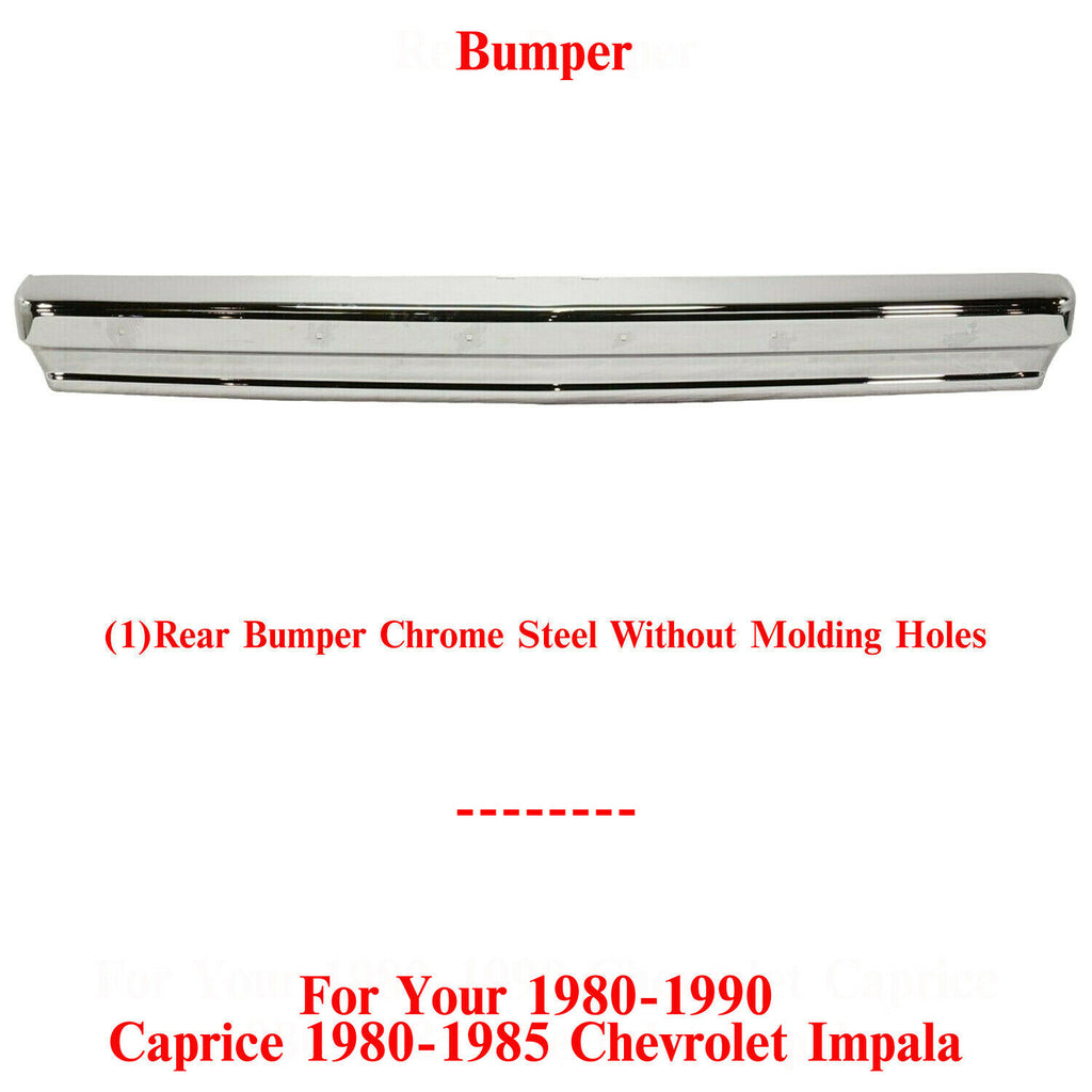 Rear Bumper Chrome Steel For 1980-1990 Chevrolet Caprice 1980-1985 Impala
