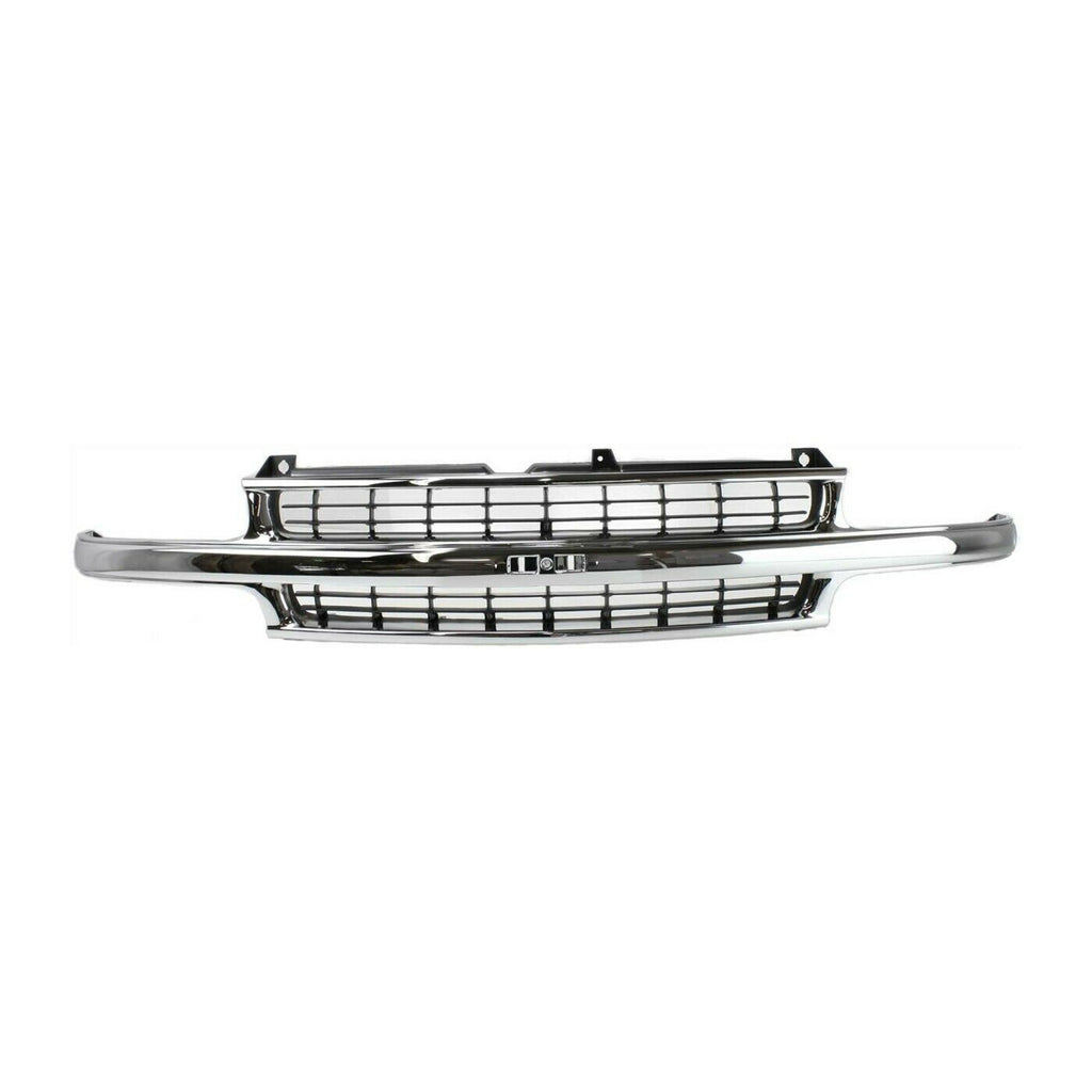 Front Chrome Grille + Bumper Kit For 00-06 Chevy Tahoe 99-02 Silverado 1500 2500