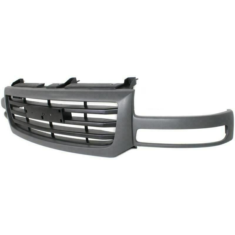 Front Bumper Primed w/ Brackets Kit + Grille+ Fog For 03-06 GMC Sierra 1500 2500