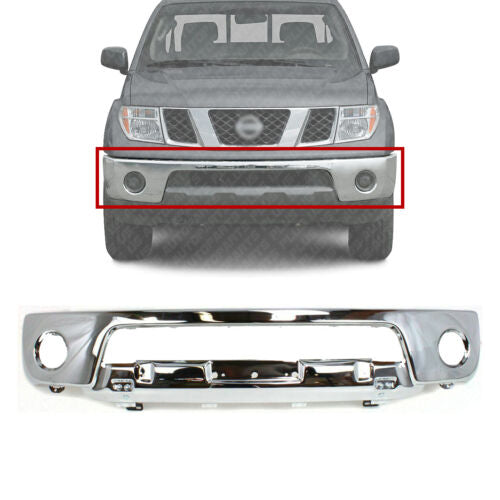 Front Bumper Lower Chrome Steel w/ Fog Light Holes For 2005-2008 Nissan Frontier