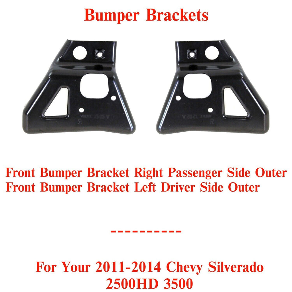 Front Bumper Brackets LH & RH Side For 2011-2014 Chevy Silverado 2500HD 3500