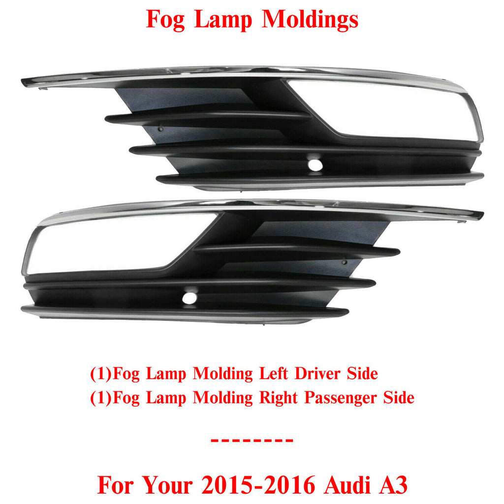Front Fog Light Trim Left Driver & Right Passenger Side For 2015-2016 Audi A3