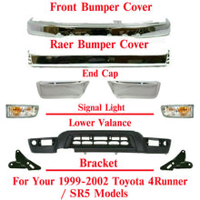 Load image into Gallery viewer, Front &amp; Rear Bumper Kit With End Cap Chrome + Valance For 1999-02 Toyota 4Runner