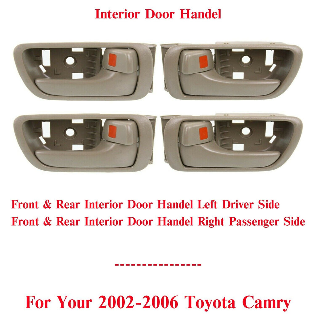 Front & Rear Interior Door Handle Left + Right Side For 2002-06 Toyota Camry 4Pc