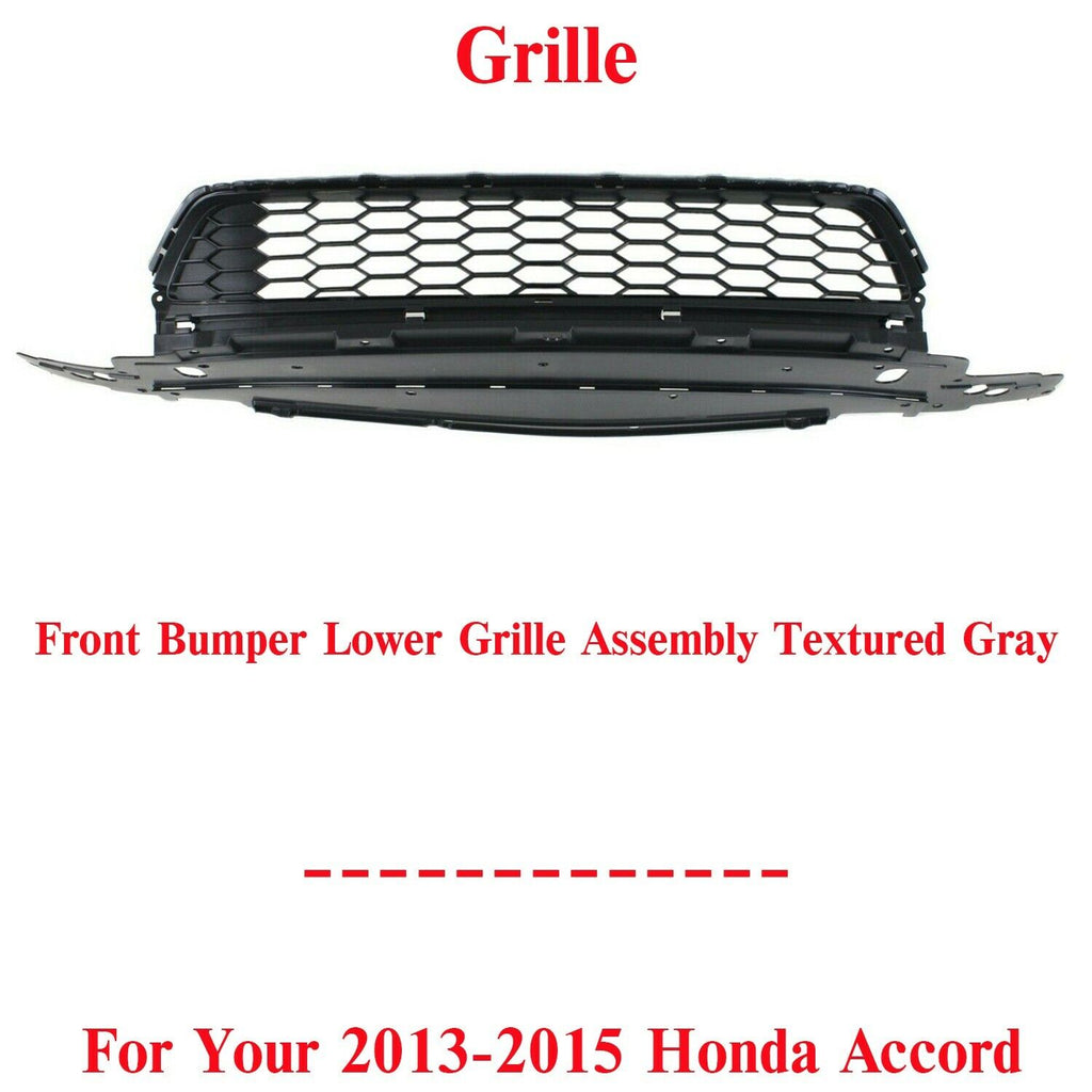 Front Bumper Lower Grille Assembly Textured Gray For 2013-15 Honda Accord Sedan