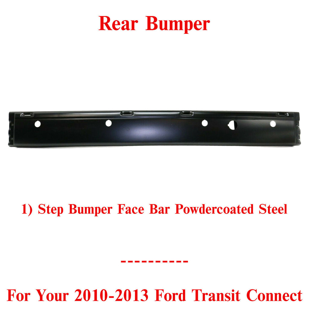 Rear Step Bumper Face Bar Black Steel w/o Lower Mldg For 2010-13 Transit Connect