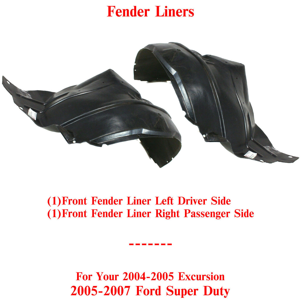 Front Fender Liner Splash Shield LH+RH For 05-07 Ford Super Duty 04-05 Excursion
