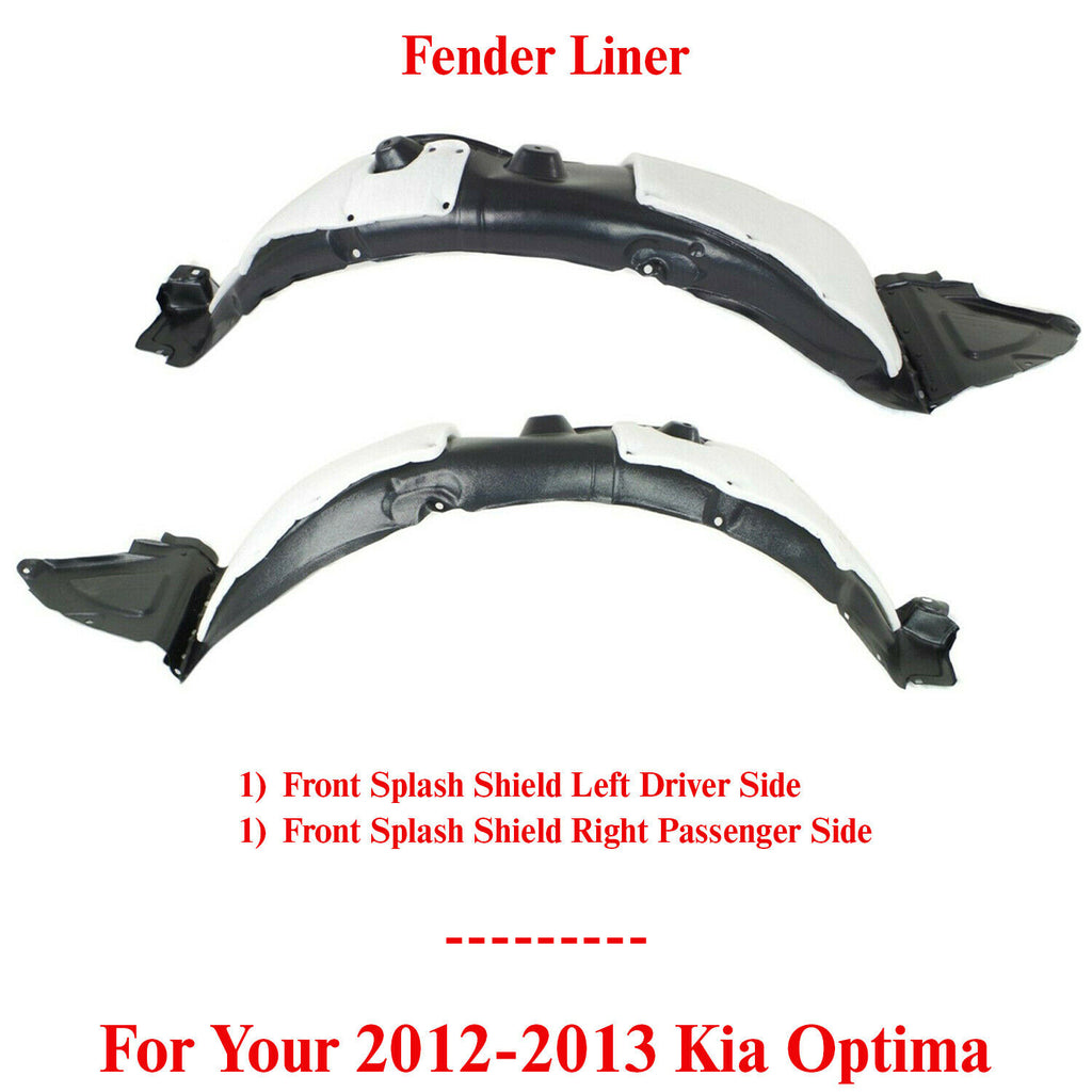 Front Fender Liner Left Driver & Right Passenger Side For 2012-2013 Kia Optima