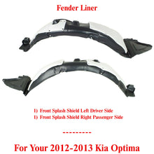 Load image into Gallery viewer, Front Fender Liner Left Driver &amp; Right Passenger Side For 2012-2013 Kia Optima