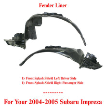 Load image into Gallery viewer, Front Fender Liner Splash Shield LH+RH Sedan For 2004-2005 Subaru Impreza