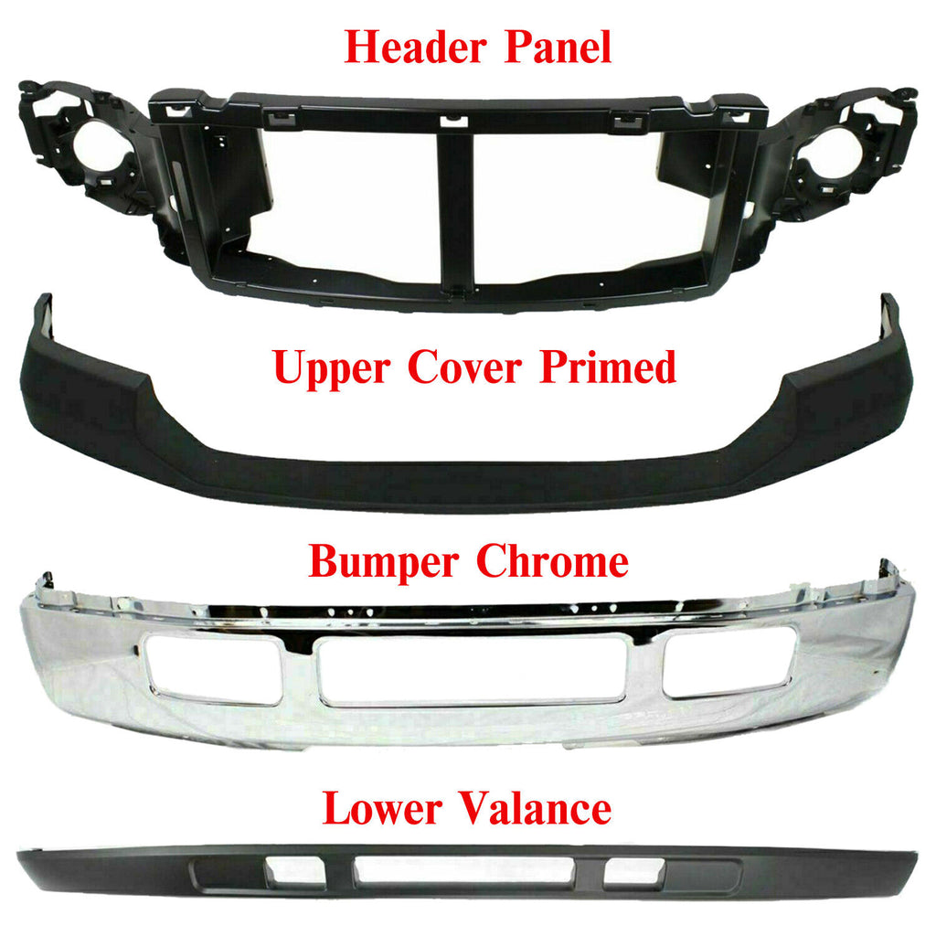 Front Header Panel + Bumper Kit For 2005-2007 Ford F-250 F-350 Super Duty