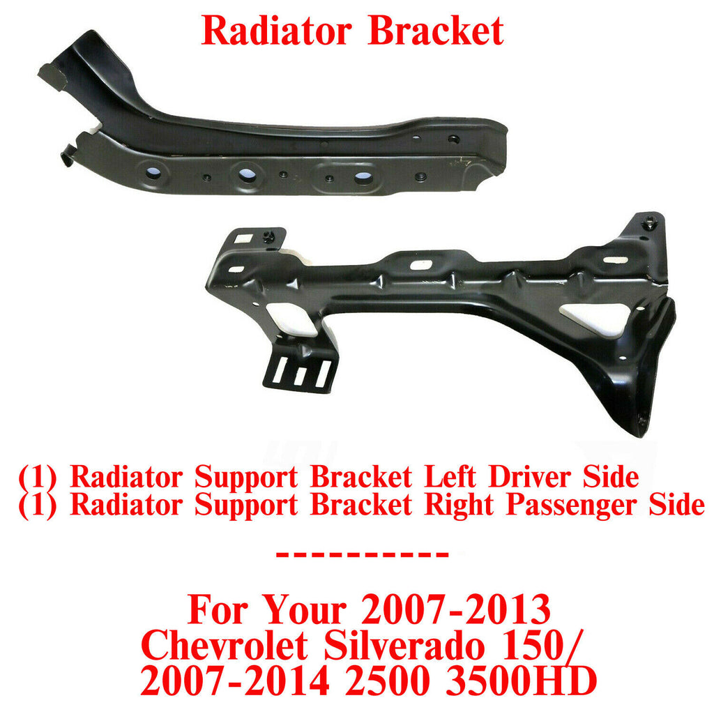 Radiator Support Brackets Steel For 2007-2013 Silverado 1500 / 07-14 2500/3500HD
