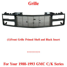 Load image into Gallery viewer, Front Grille Primed Shell and Insert Black For 1988 - 1993 GMC C/K Series