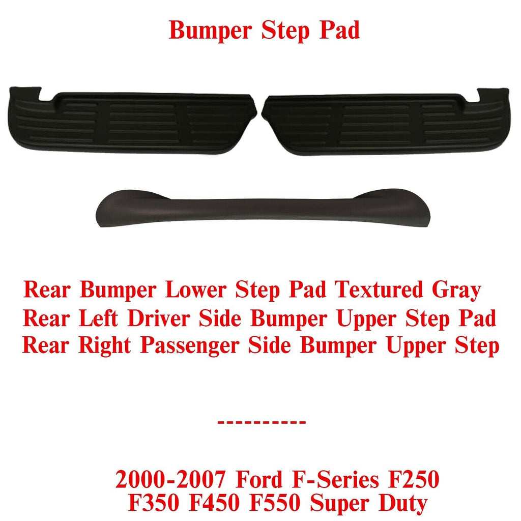 Rear Bumper Step Pad Set of 3 For 03-07 F-Series Ford F250-F550 Super Duty