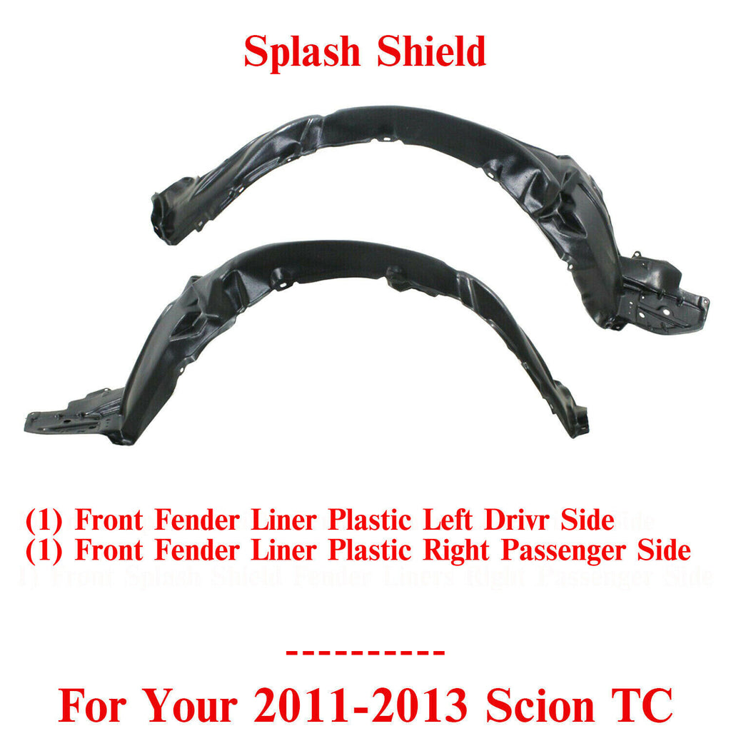 Front Splash Shield Fender Liners Left & Right Side For 2011-2013 Scion TC