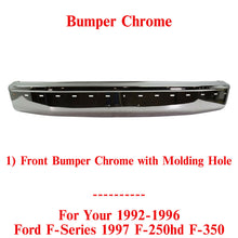 Load image into Gallery viewer, Front Bumper Chrome With Molding Holes For 1992-96 Ford F-150 1997 F-250 F-350