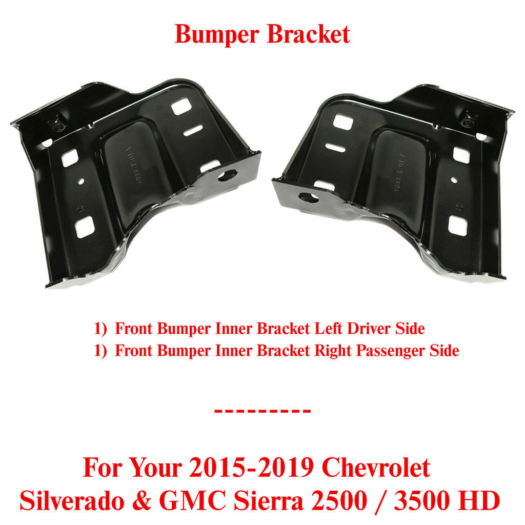 Front Bumper Inner Brackets LH & RH For 2015-19 Silverado & Sierra 2500HD/3500HD