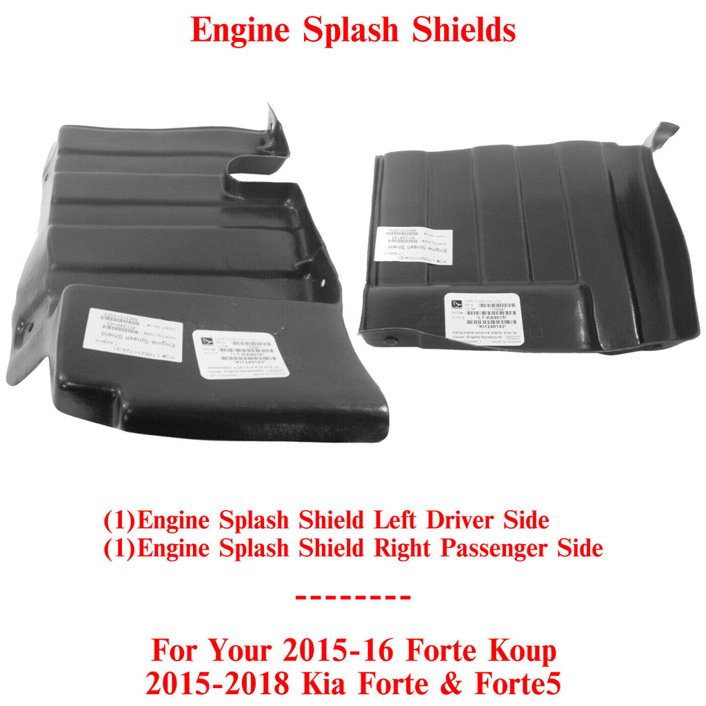 Engine Splash Shield LH & RH For 2015-18 Kia Forte & Forte5 2015-2016 Forte Koup