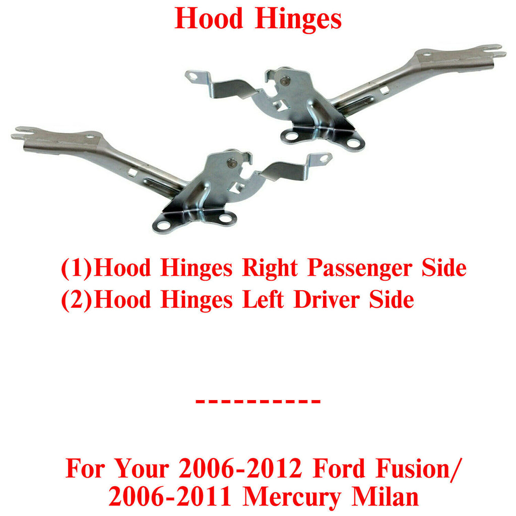 Set of 2 Hood Hinges Left & Right Side For 2006-2012 Ford Fusion / 06-11 Mercury
