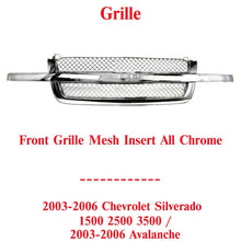 Load image into Gallery viewer, Front Grille Mesh insert All Chrome For 2003-06 Chevrolet Silverado 1500 - 3500