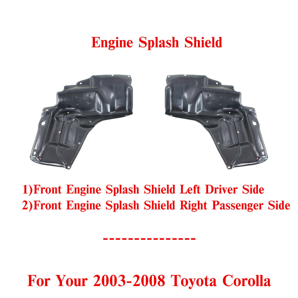 Engine Splash Shield Under Cover Left And Right Side For 2003-08 Toyota Corolla