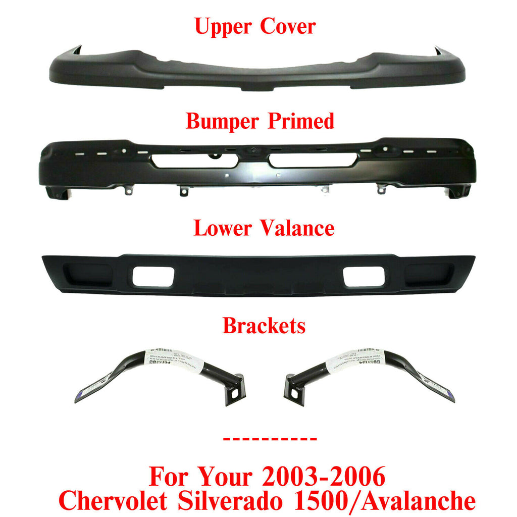 Front Bumper Kit w/o Fog Light Holes For 03-06 Chevy Silverado 1500 / Avalanche