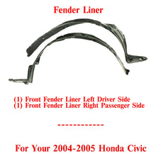 Load image into Gallery viewer, Splash Shield Fender Liner Left &amp; Right Side For 2004-2005 Honda Civic