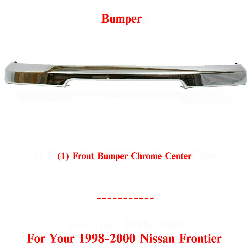 Front Bumper Chrome Steel Center For 1998-2000 Nissan Frontier