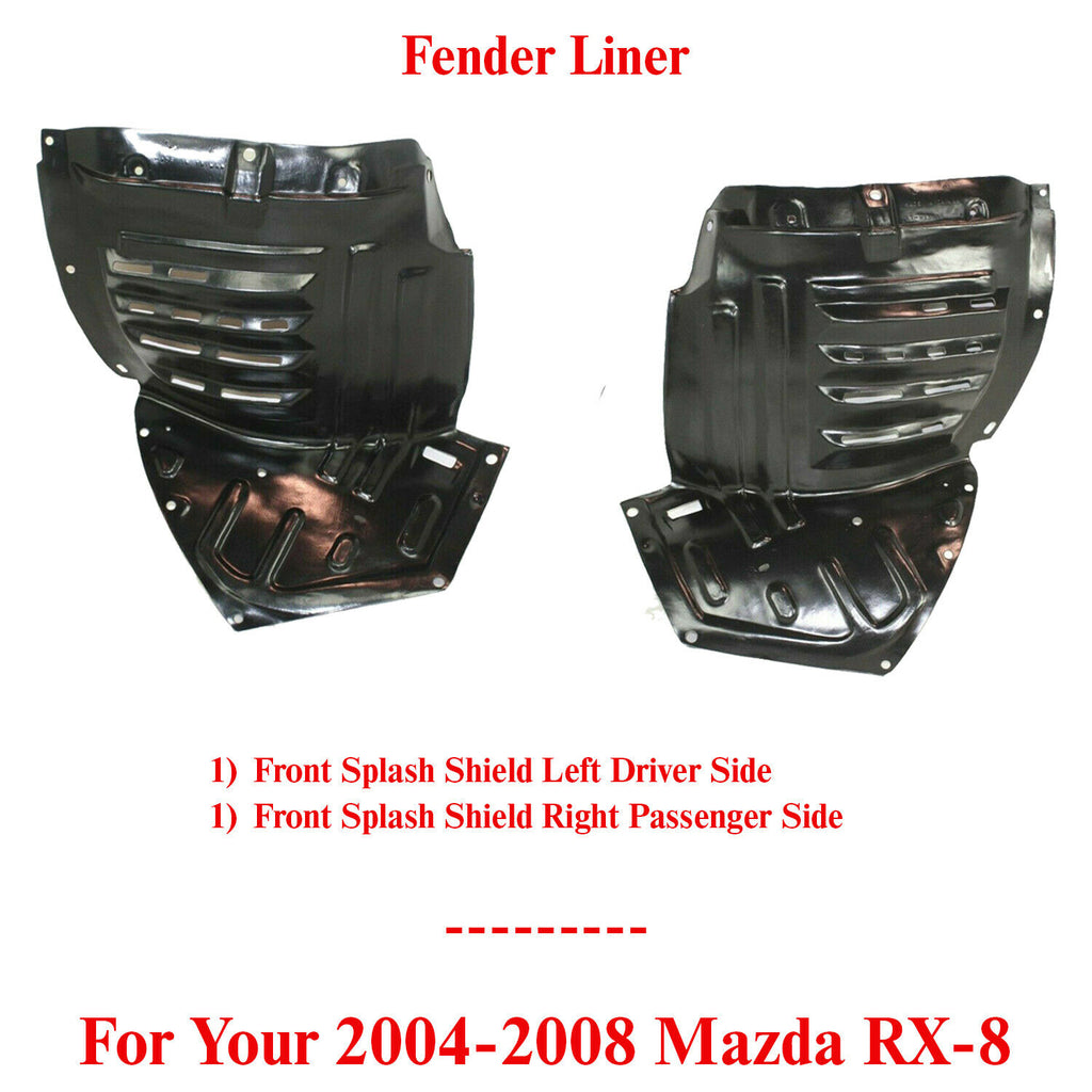 Front Splash Shield Fender Liner Left & Right Side For 2004-2008 Mazda RX-8