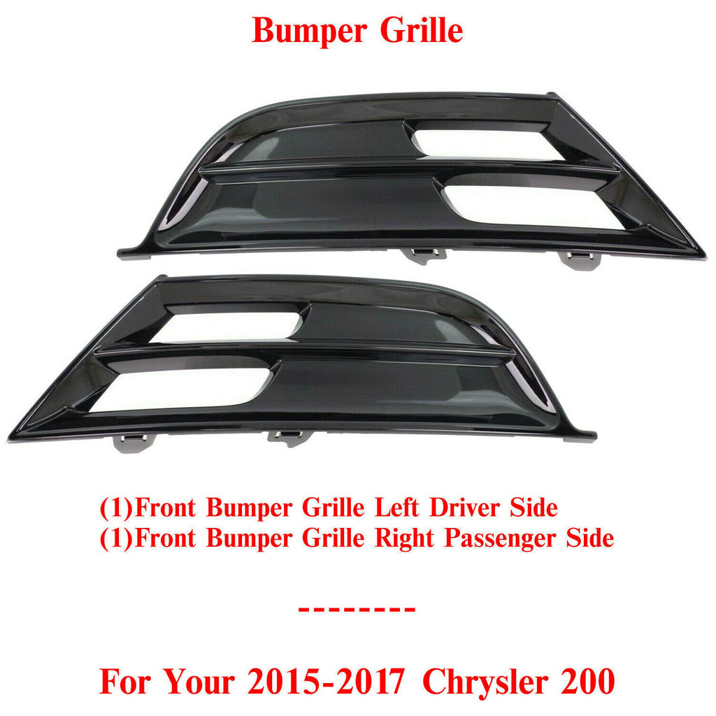 Front Bumper Grille Left Driver & Right Passenger Side For 2015-17 Chrysler 200