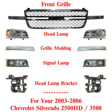 Load image into Gallery viewer, Front Grille+ Fillers+ Signal &amp;Head Lamp With Bracket For 03-06 Silverado 2500HD