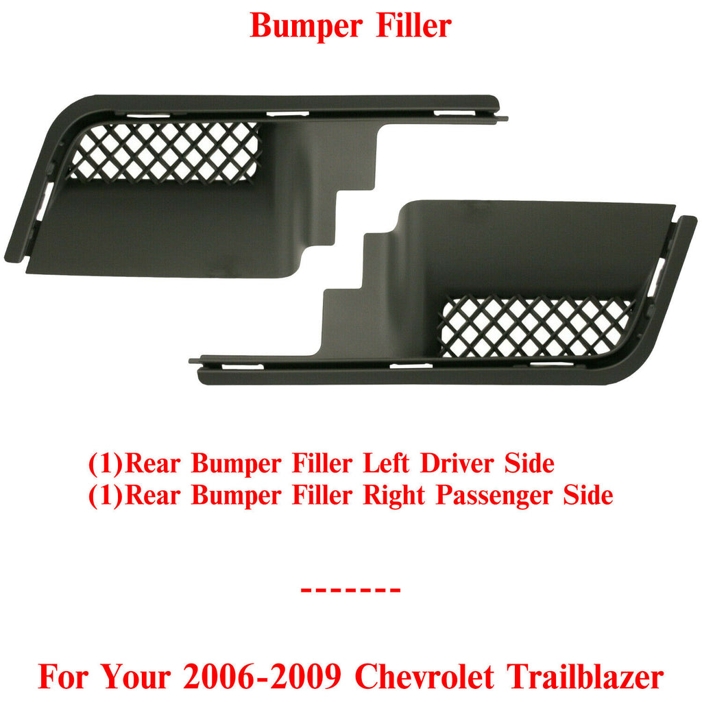 Rear Bumper Filler Mesh Grille Style LH + RH For 2006-2009 Chevrolet Trailblazer