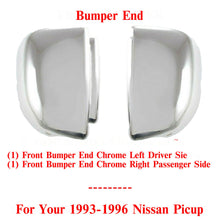 Load image into Gallery viewer, Front Bumper End Caps LH+RH Chrome Steel For 1995-1996 Nissan Pickup