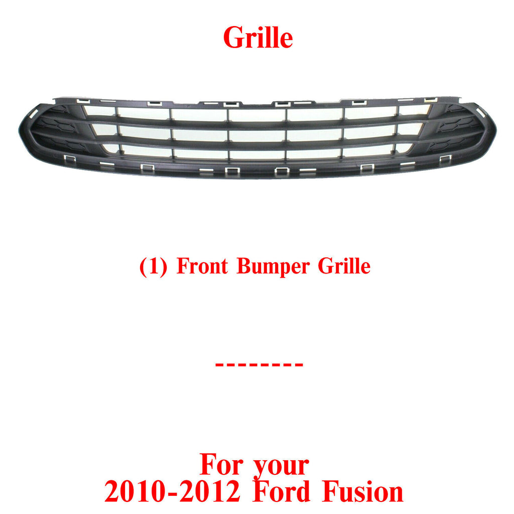 Front Bumper Lower Grille Center Textured Gray Plastic For 2010-2012 Ford Fusion