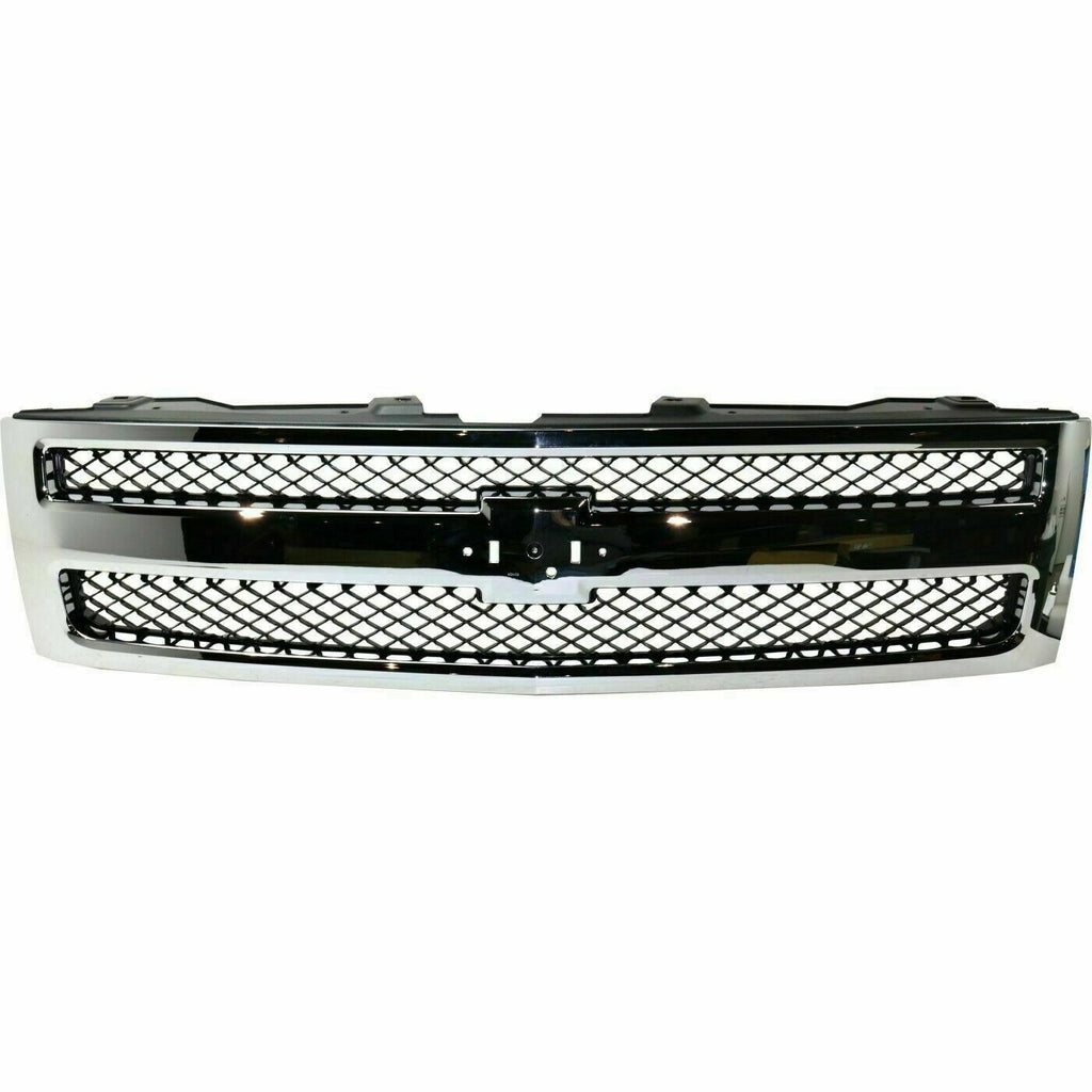 Front Bumper Chrome + Grille + Valance + End Caps For 2007-2013 Silverado 1500