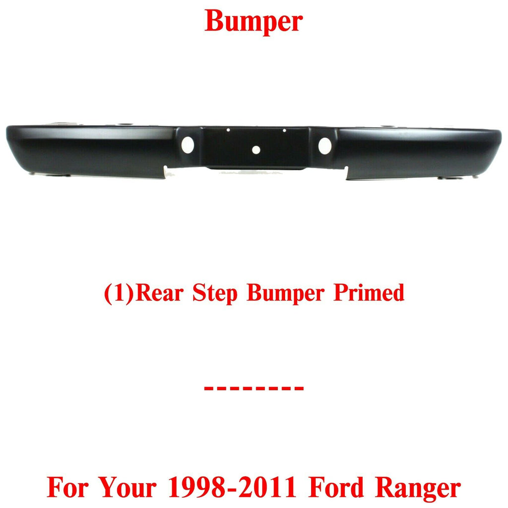 Rear Step Bumper Ford Ranger Primed Steel Fleet Side For 1998-2011 Ford Ranger